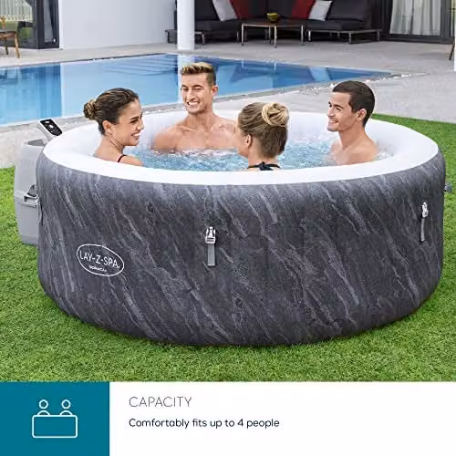 Lay-Z-Spa Boracay Inflatable Round Hot Tub in Grey, W/D/H: 180 x 180 x 66 cm – 3