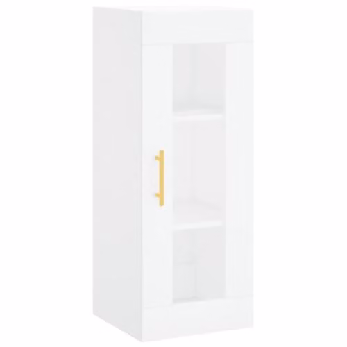 vidaXL Wall Mounted Cabinet with Glass Doors, White, W/D/H: 34.5 x 34 x 90 cm