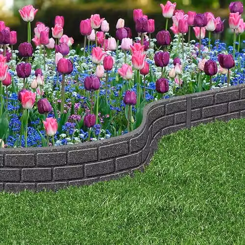 Garden Gear Ultra Curve EZ Border Edging Large Brick Look Flexible Garden Border in Grey, 122cm – 2