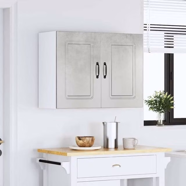 Berkfield Home Kalmar Wall Mounted Kitchen Cabinet in Concrete Grey Matt Engineered Wood W/D/H: 60 x 31 x 80 cm