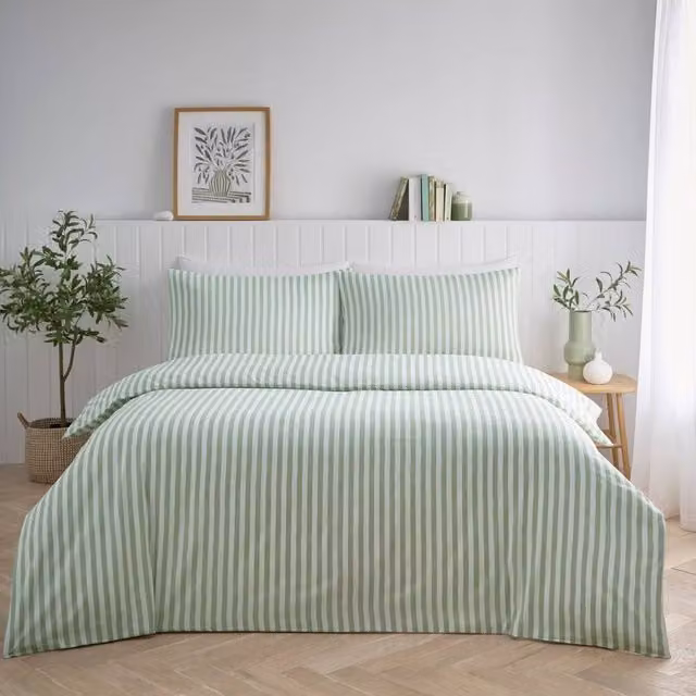 Portfolio Home Green Striped Duvet Cover Set, W/D/H: 200 x 200 cm