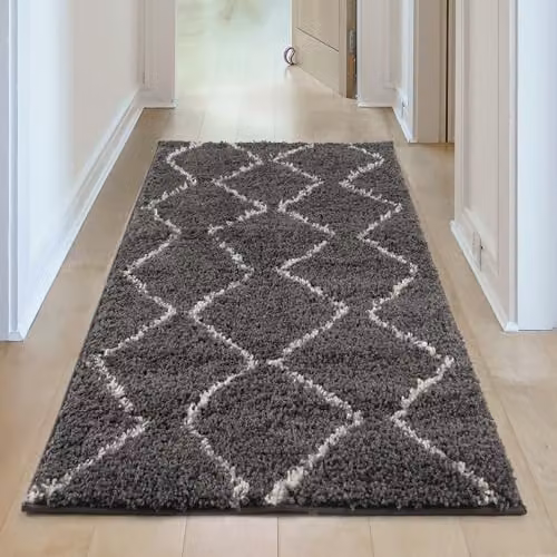 THE RUGS Moroccan Design Rectangular Rug in Grey and White, W/D/H: 60 x 110 x 1 cm – 3