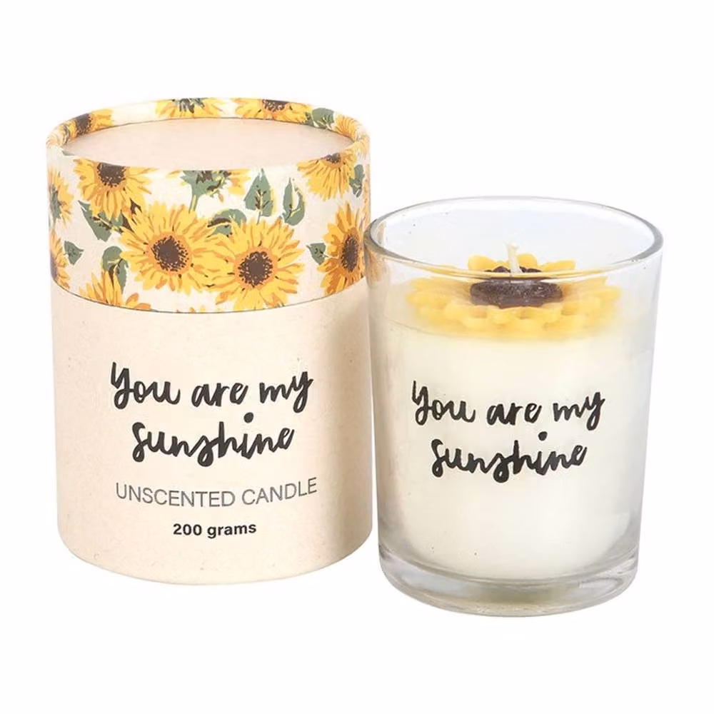Uniqueful You Are My Sunshine 3D Sunflower Pillar Candle in Yellow, 200g – 3