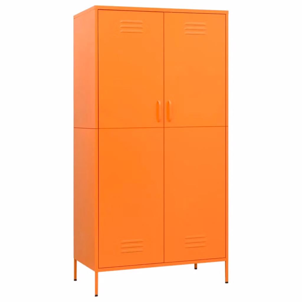 Berkfield Home Orange Metal Wardrobe with Hinged Doors, W/D/H: 90 x 50 x 180 cm – 2