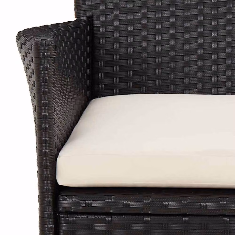 Berkfield Home 3 Piece Black Poly Rattan Garden Bistro Set with Cushions – 4