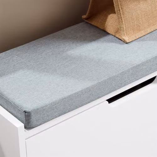 SoBuy Modern Shoe Storage Bench with Seat Cushion and Flip Drawer for Hallway or Living Room, W: 60 cm, D: 15 cm, H: 52 cm – 3
