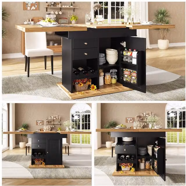 ModernLuxe Extendable Folding Dining Table for 4-6 People, Black, W: 140 cm, D: 80 cm, H: 75 cm – 1