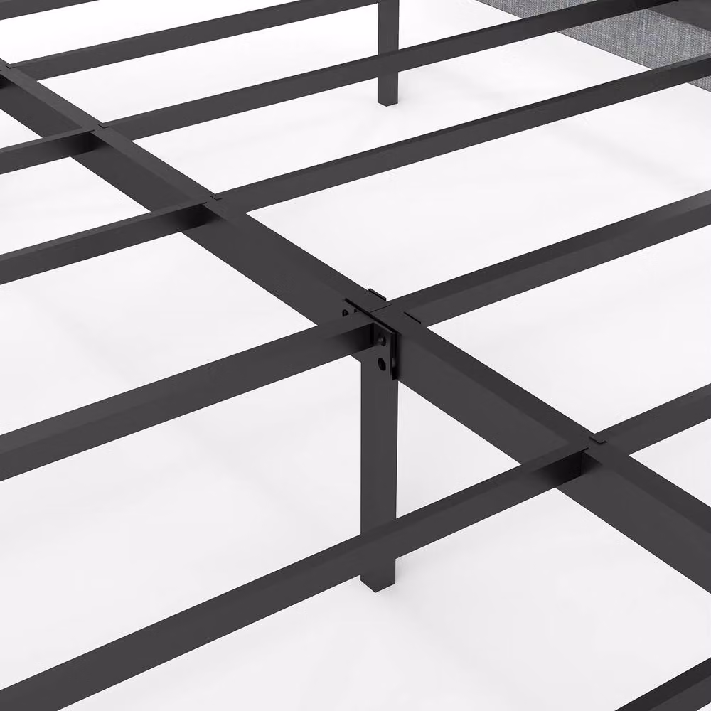 Rolipo Grey Fabric Floating Double Bed Frame with RGB LED Under-Bed Lighting and Metal Storage W/D/H: 140 x 200 cm – 4