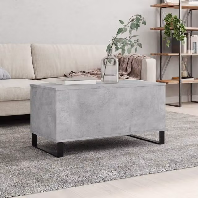Berkfield Home Modern Rectangular Coffee Table in Grey with Lift Mechanism, W: 90 cm, D: 44.5 cm, H: 45 cm – 1