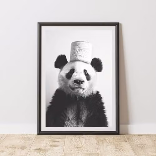 60 Second Makeover Panda Toilet Roll Animal Print Paper Poster, W: 21.0 cm, H: 29.7 cm