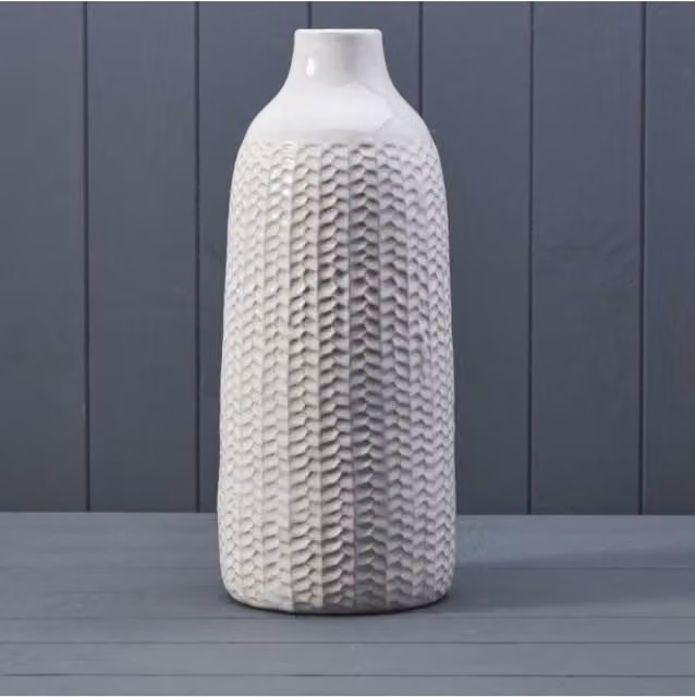 KDMD White Handcrafted Ceramic Vase for Tabletop, Round, Height: 3.8 cm – 1