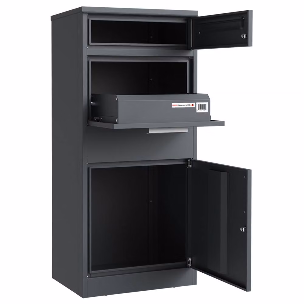 Phoenix Safe Company PB1121AAK Steel Parcel Box with Key Lock and Anti-Fishing Feature in Grey, W/D/H: 40 x 38 x 15 cm – 3