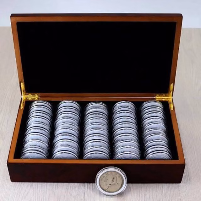 NESTLUNE 50pcs 46mm Coin Capsule Storage Box in Brown – 1