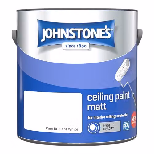 Johnstone's Matt Ceiling Paint in White, 2.5L – 2