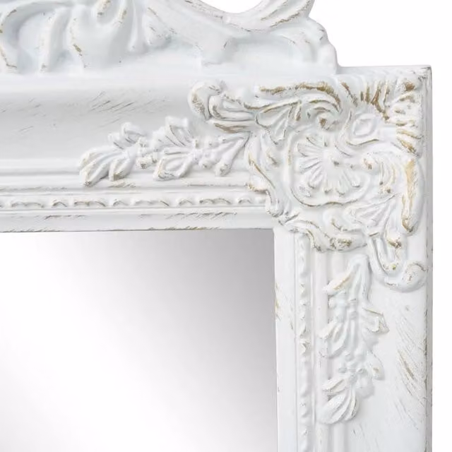 Berkfield Home Baroque Style Full Free-Standing Rectangular Mirror, White, H 160 x W 40 cm