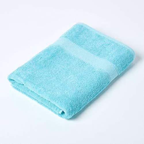 Homescapes Turquoise Blue Turkish Cotton Bath Towel, 500 GSM, Fluffy and Quick-Drying