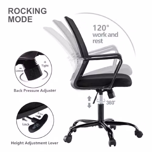 MCC Direct AeroFlex Ergonomic Mesh Swivel Office Chair in Grey – 3
