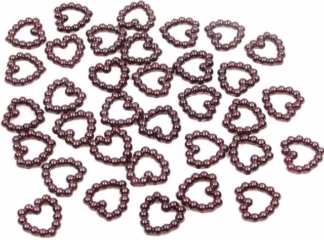 Syntego Pack of 50 Burgundy Pearl Heart Shape Double Sided Beads