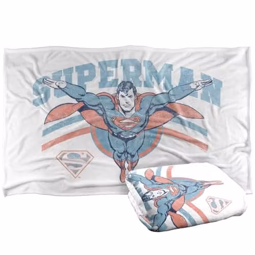 Warner Bros. Superman Flying Stripes Super Soft Silky Touch Fleece Throw Blanket, Multicolour