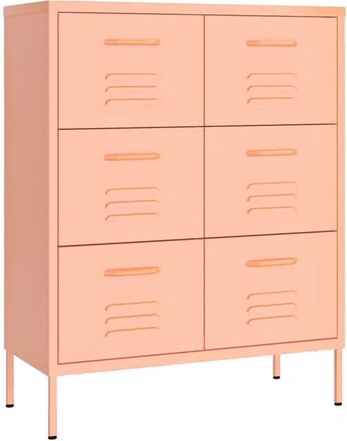 Berkfield Home Pink Steel Drawer Cabinet W/D/H: 80 x 35 x 101.5 cm