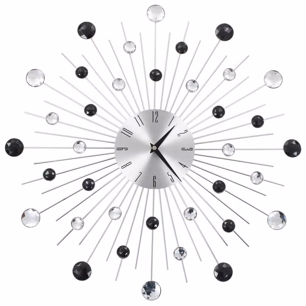 Berkfield Home Modern Round Wall Clock with Quartz Movement in Silver, Diameter: 50 cm – 2