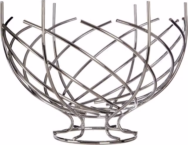 Orsina Nest Shape Chrome Fruit and Vegetable Basket in Silver