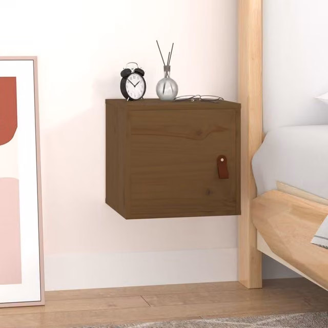 Berkfield Home Wall Cabinet in Honey Brown Solid Pine, W/D/H: 31.5 x 30 x 30 cm