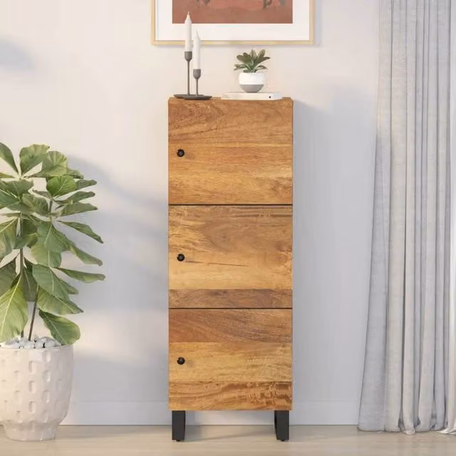 Berkfield Home Industrial Highboard with 3 Hinged Doors in Brown Mango Wood and Iron, W/D/H: 40 x 33 x 110 cm – 1