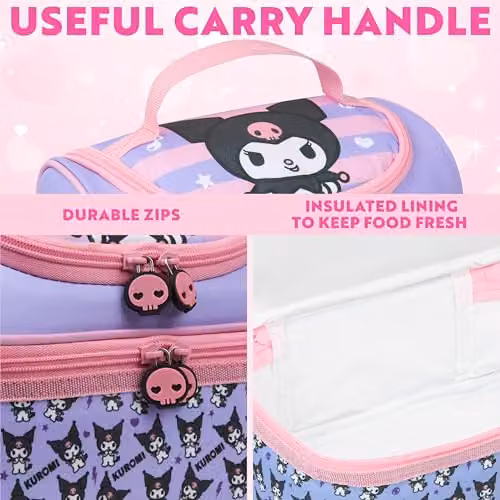 Get Trend Hello Kitty Kuromi Insulated Kids Lunch Bag with Dual Compartments in Purple and Multicolour – 3