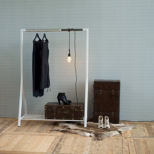 Brent Minimalist Metal Clothes Rail in White