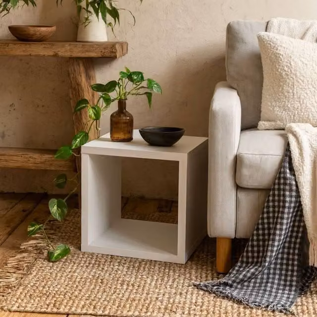 Wyld Haus Shanghai High Gloss White Cube Storage Unit with 1 Shelf, W/D/H: 32.9 x 39.7 x 39.5 cm