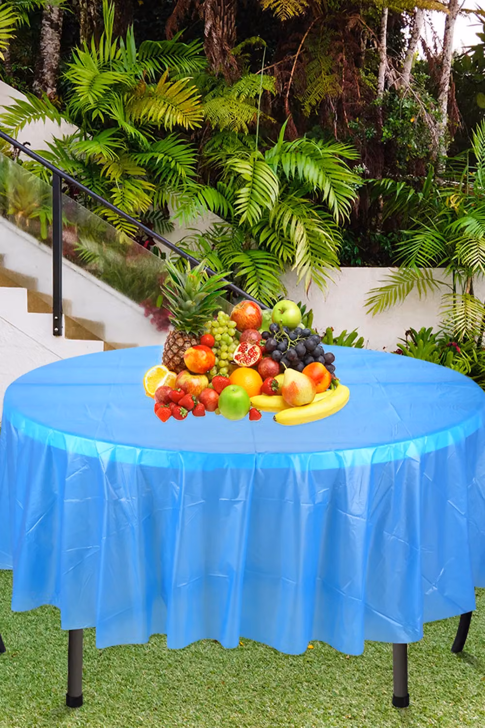 Neel Blue Round PVC Disposable Plastic Tablecloth in Royal Blue – 3
