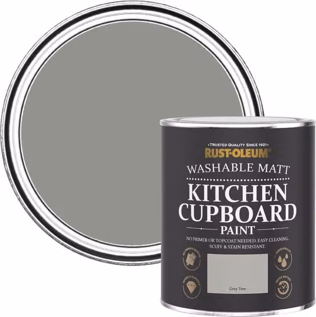 Rust-Oleum Grey Kitchen Cupboard Paint in Matt Finish, Grey Tree, 750ml – 1
