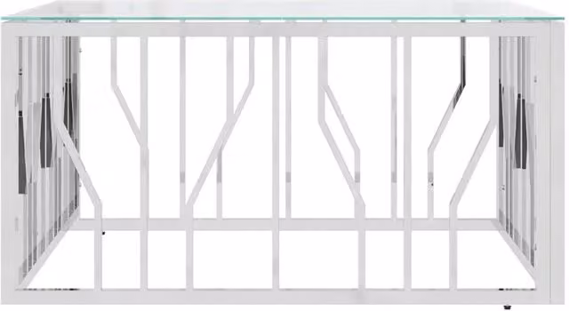 Berkfield Home Decorative Square Coffee Table in Silver with Glass and Metal, W/D/H: 80 x 80 x 40 cm – 1