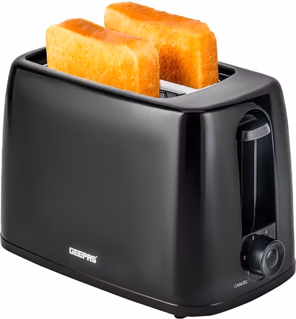 Geepas 2 Slice Bread Toaster with 6 Level Browning Control and Crumb Tray in Black – 1