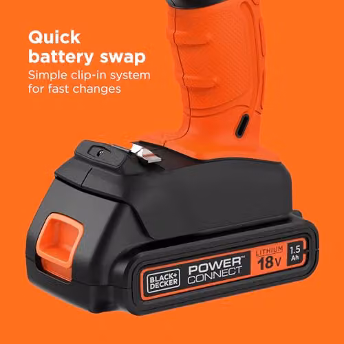 Black+Decker 18V Cordless 37Nm Torque Drill Driver with LED Worklight, 1.5Ah Battery and Charger, Orange and Black, BCD001C1-GB – 5