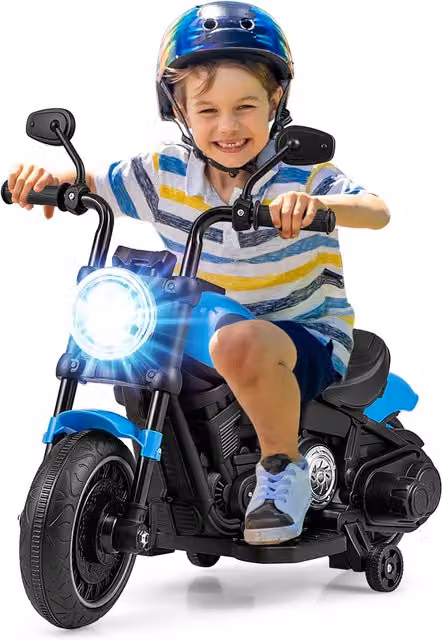 Costway 6V Electric Kids Ride On Motorcycle with Light and Sound, Blue