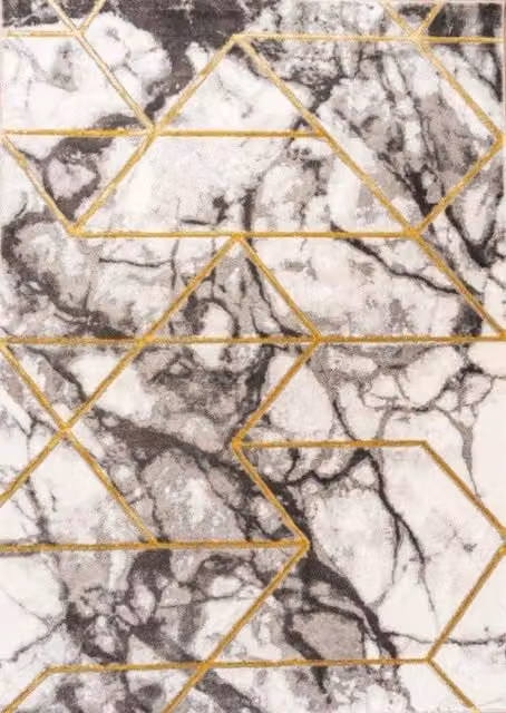 Celebrity Interiors Bianco 224RA Cream and Gold Rectangular Rug, W: 120 cm, D: 170 cm