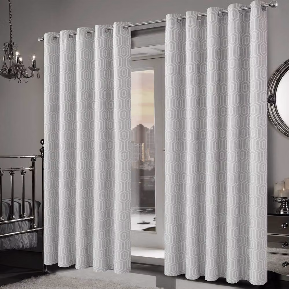 New Edge Blinds Paris Jacquard Eyelet Blackout Curtains in Beige, Width: 228 cm, Height: 228 cm – 2