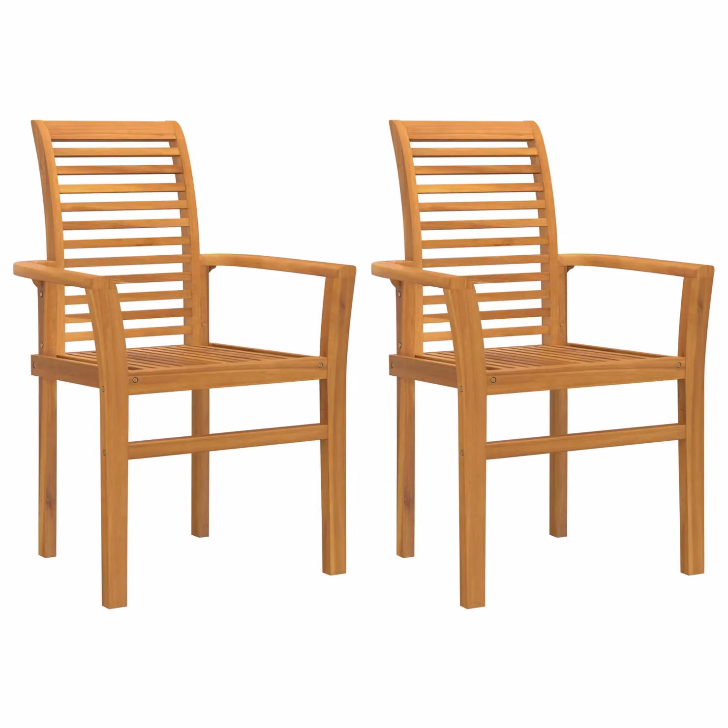 Berkfield Home Set of 2 Stacking Garden Chairs in Brown Solid Teak Wood – 2
