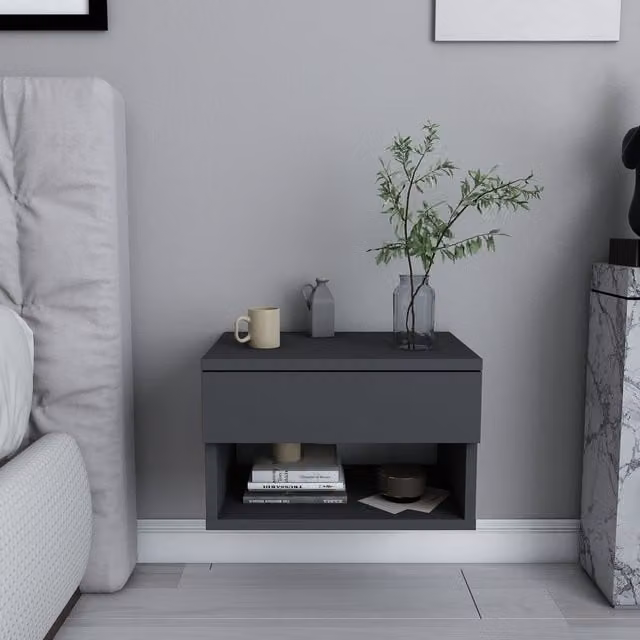 Decorotika Jamot Floating Bedside Table in Anthracite