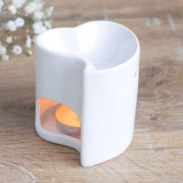 Uniqueful White Ceramic Heart Oil Burner for Tealights – 1