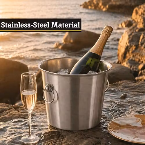 Orsina Stainless Steel Wine Bucket with Brushed Finish in Silver – 4