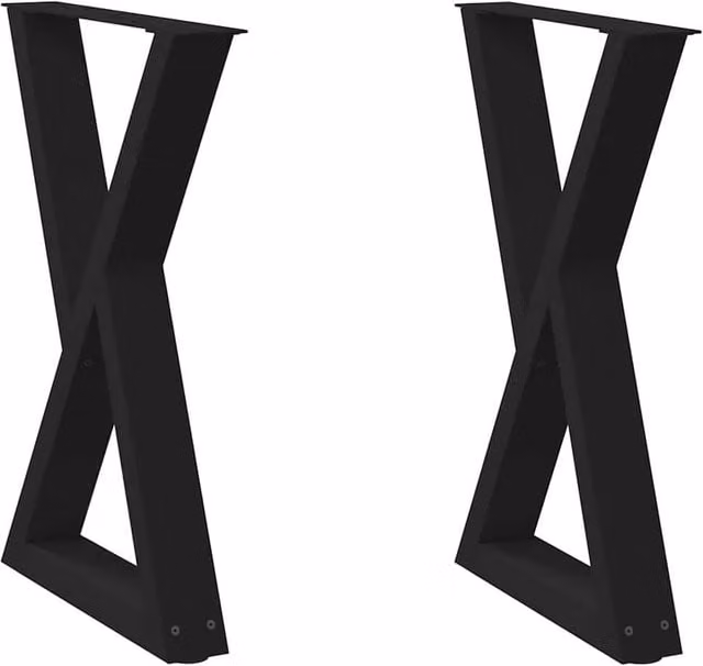Berkfield Home Steel Dining Table Legs, 2 Pieces, Black Matt, W: 50 cm, H: 72-73.3 cm