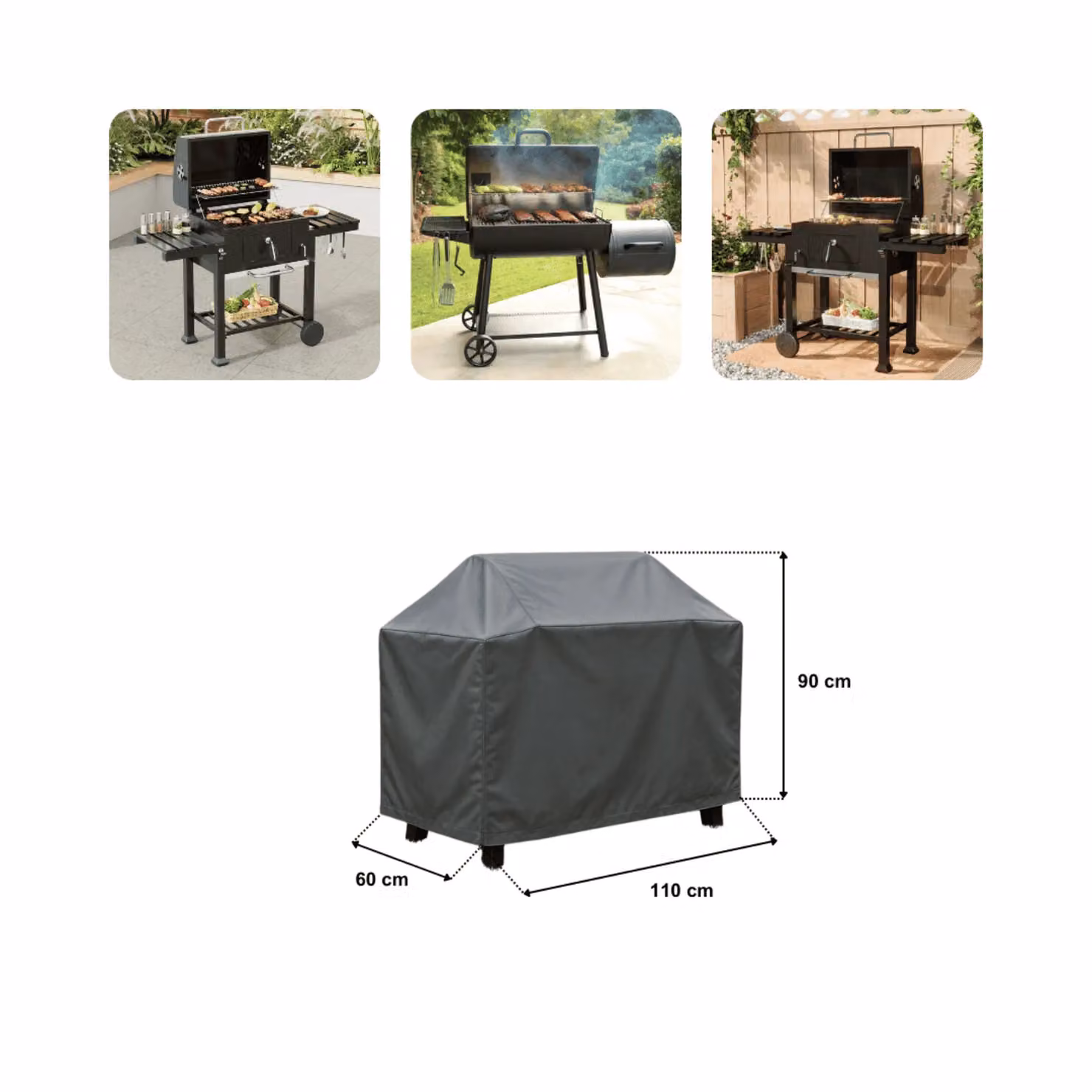 Home Source Duracover Large Waterproof Polyester BBQ Grill Protector in Grey, W/D/H: 110 x 90 x 60 cm – 6