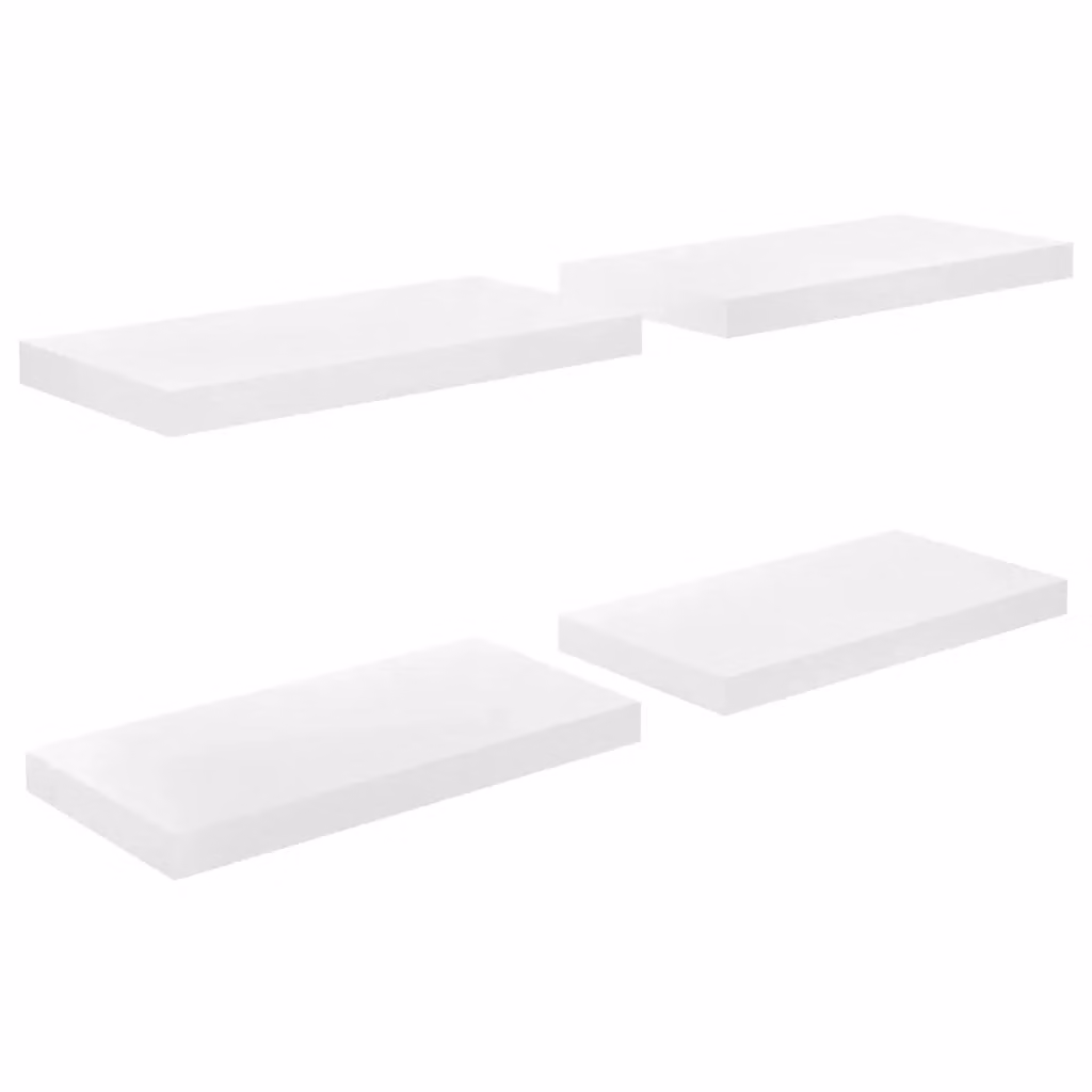 Berkfield Home Set of 4 Floating Wall Shelves in High Gloss White MDF, W: 50 cm, D: 23 cm, H: 4 cm – 2