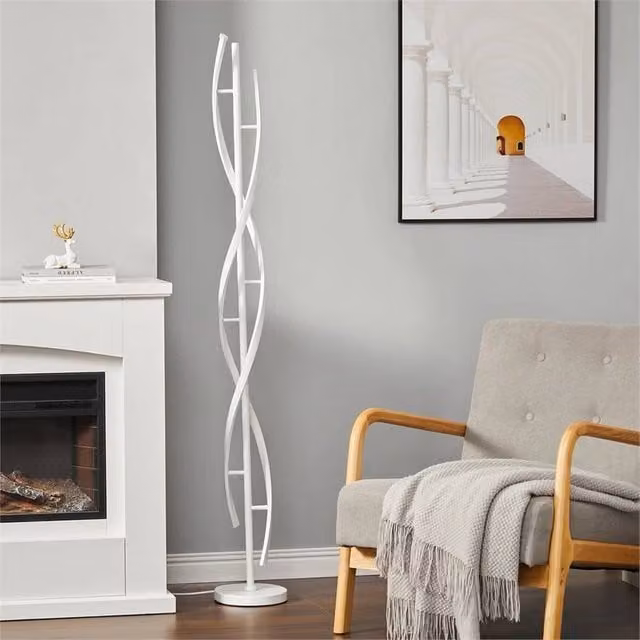 PAWNORA Artist Modern Arc Floor Lamp in White with Adjustable 60W Metal Design