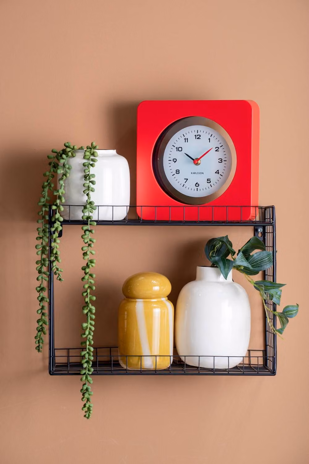 PRESENT TIME Karlsson Analog Vintage Wall Clock in Bright Red – 2