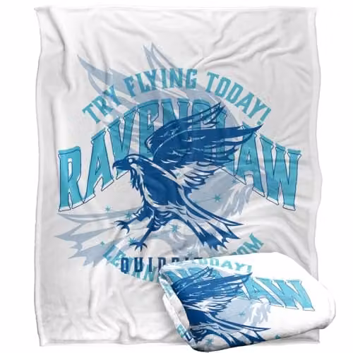 Warner Bros. Harry Potter Ravenclaw Try Flying Super Soft Fleece Throw Blanket, Multicolour, W: 152.4 cm x D: 127 cm cm