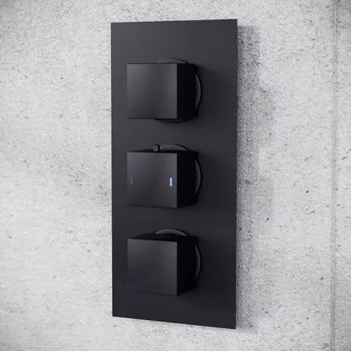 Nes Home Thermostatic Mixer Valve Shower Set with Hand Shower in Matt Black – 2